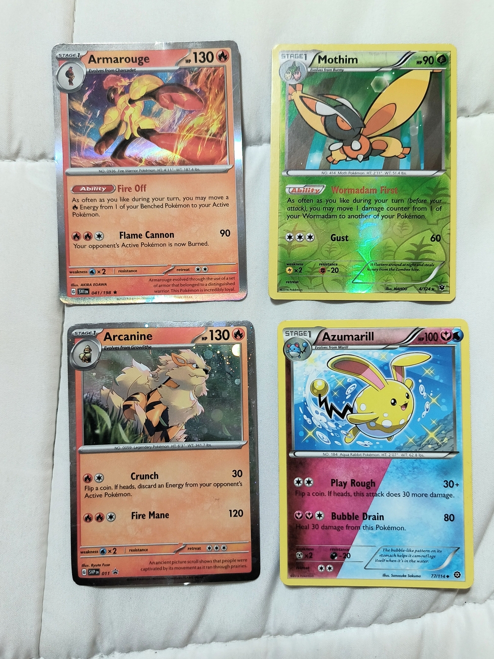 Pokémon  TCG Card Lot - Armarouge, Arcanine Promo, Azumarill & Mothim  P M 5